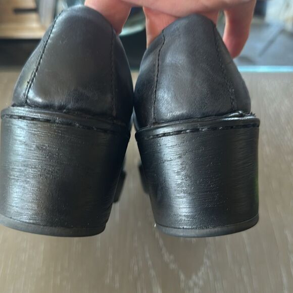 Born Women's Black Leather Mules Clogs Slip On Shoes Platform Casual Work Size 8 - Picture 4 of 12